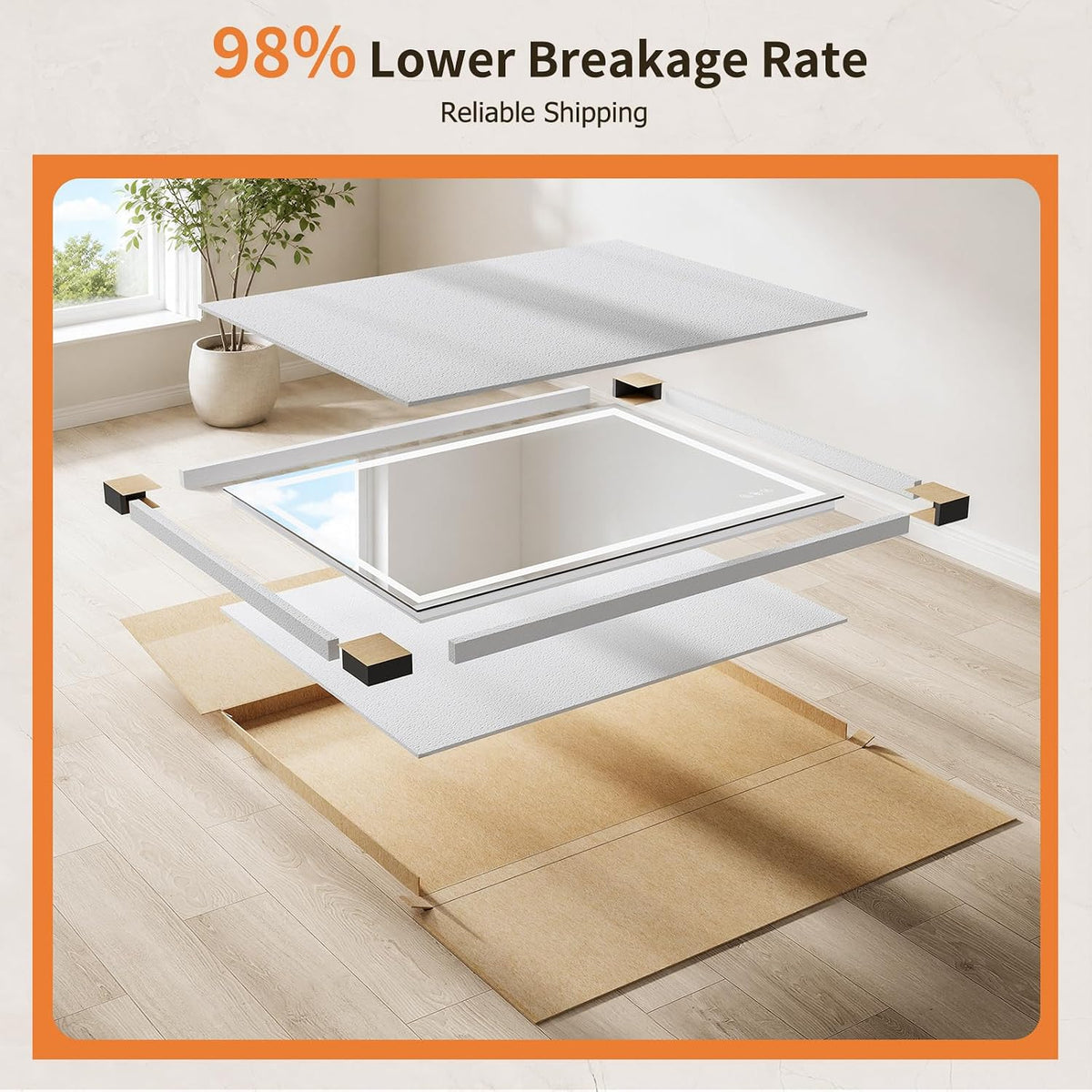 40"x30" LED Bathroom Mirror with Lights, Backlit+Frontlit, Anti-Fog - Colors B