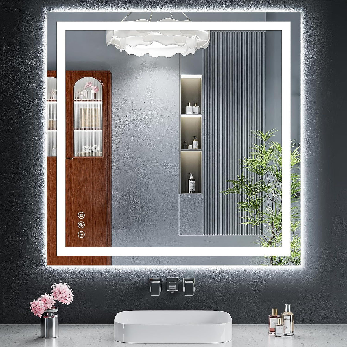 40"x30" LED Bathroom Mirror with Lights, Backlit+Frontlit, Anti-Fog - Colors B