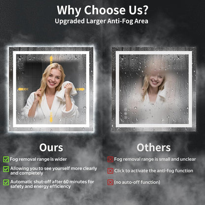 40"x30" LED Bathroom Mirror with Lights, Backlit+Frontlit, Anti-Fog - Colors B