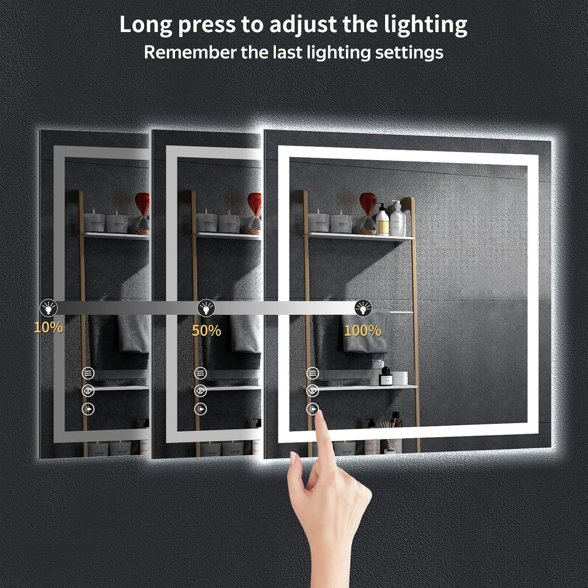 40"x30" LED Bathroom Mirror with Lights, Backlit+Frontlit, Anti-Fog - Colors B