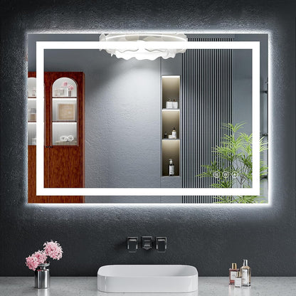 40"x30" LED Bathroom Mirror with Lights, Backlit+Frontlit, Anti-Fog - Colors B