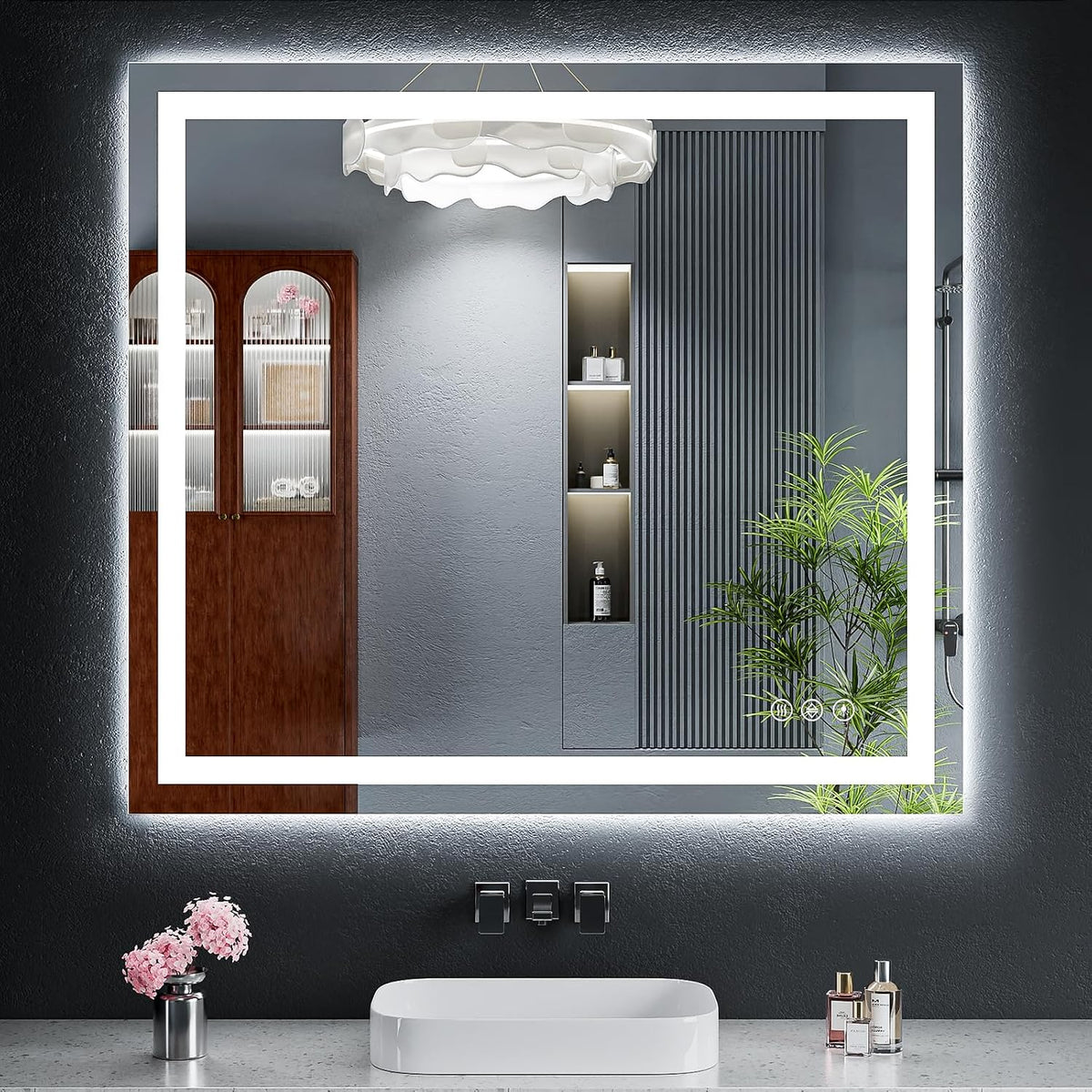 40"x30" LED Bathroom Mirror with Lights, Backlit+Frontlit, Anti-Fog - Colors B