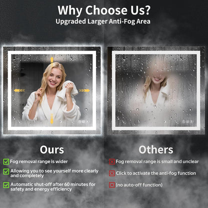 40"x30" LED Bathroom Mirror with Lights, Backlit+Frontlit, Anti-Fog - Colors B