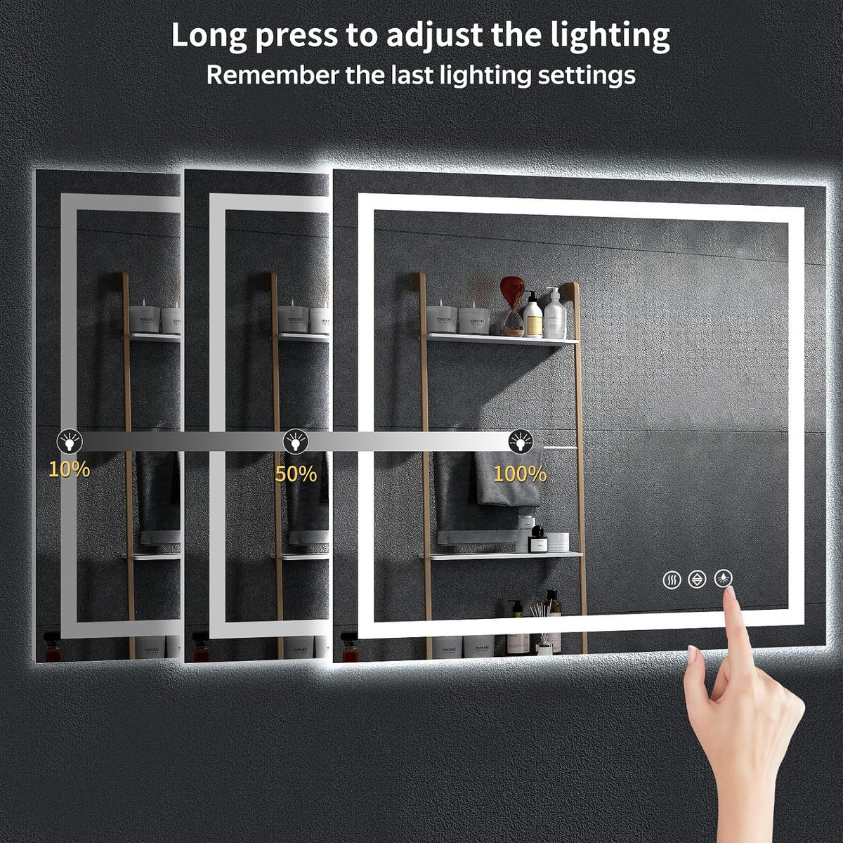 40"x30" LED Bathroom Mirror with Lights, Backlit+Frontlit, Anti-Fog - Colors B