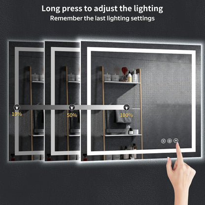40"x30" LED Bathroom Mirror with Lights, Backlit+Frontlit, Anti-Fog - Colors B