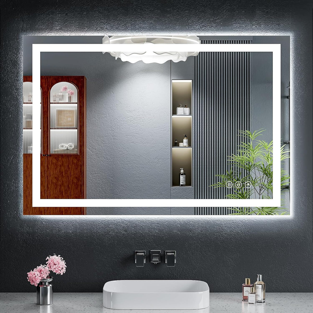 40"x30" LED Bathroom Mirror with Lights, Backlit+Frontlit, Anti-Fog - Colors B