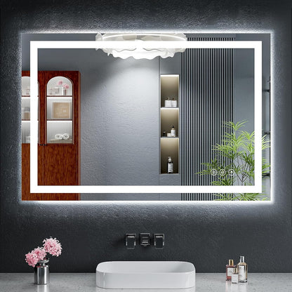 40"x30" LED Bathroom Mirror with Lights, Backlit+Frontlit, Anti-Fog - Colors B