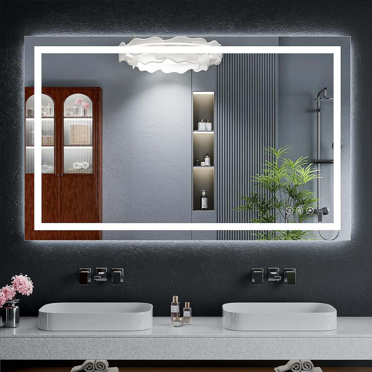 40"x30" LED Bathroom Mirror with Lights, Backlit+Frontlit, Anti-Fog - Colors B