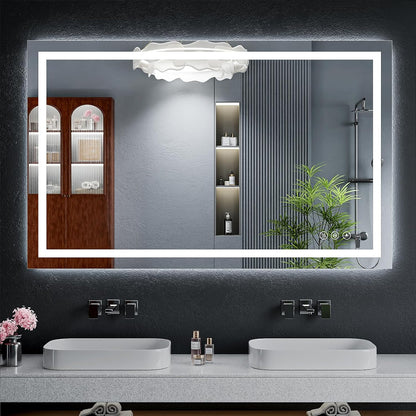 40"x30" LED Bathroom Mirror with Lights, Backlit+Frontlit, Anti-Fog - Colors B