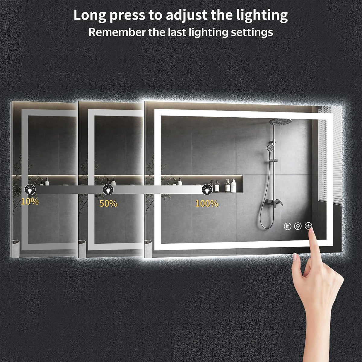 40"x30" LED Bathroom Mirror with Lights, Backlit+Frontlit, Anti-Fog - Colors B