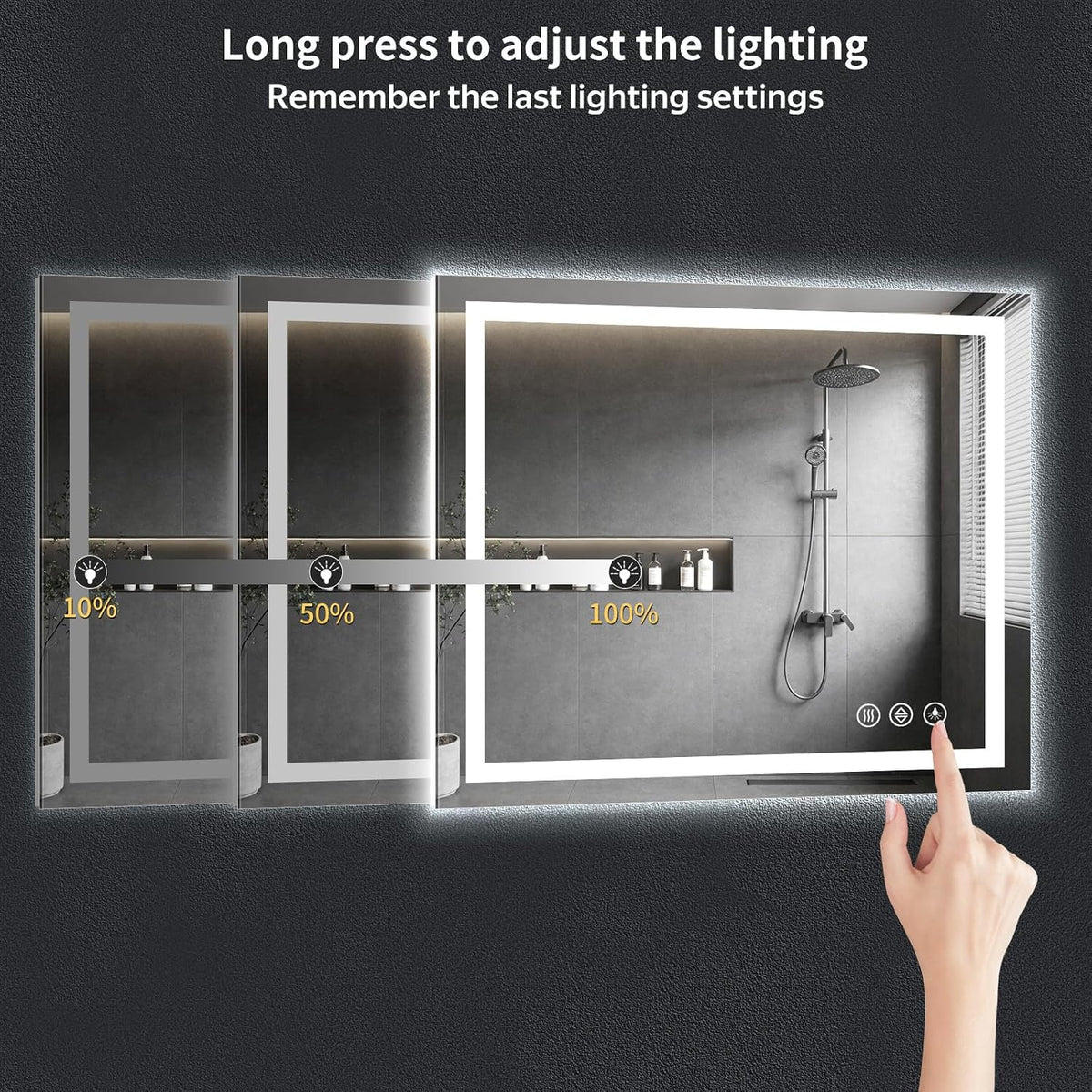 40"x30" LED Bathroom Mirror with Lights, Backlit+Frontlit, Anti-Fog - Colors B
