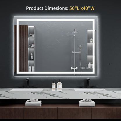 40"x30" LED Bathroom Mirror with Lights, Backlit+Frontlit, Anti-Fog - Colors B