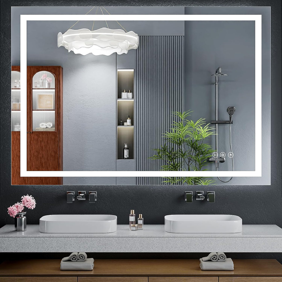 40"x30" LED Bathroom Mirror with Lights, Backlit+Frontlit, Anti-Fog - Colors B