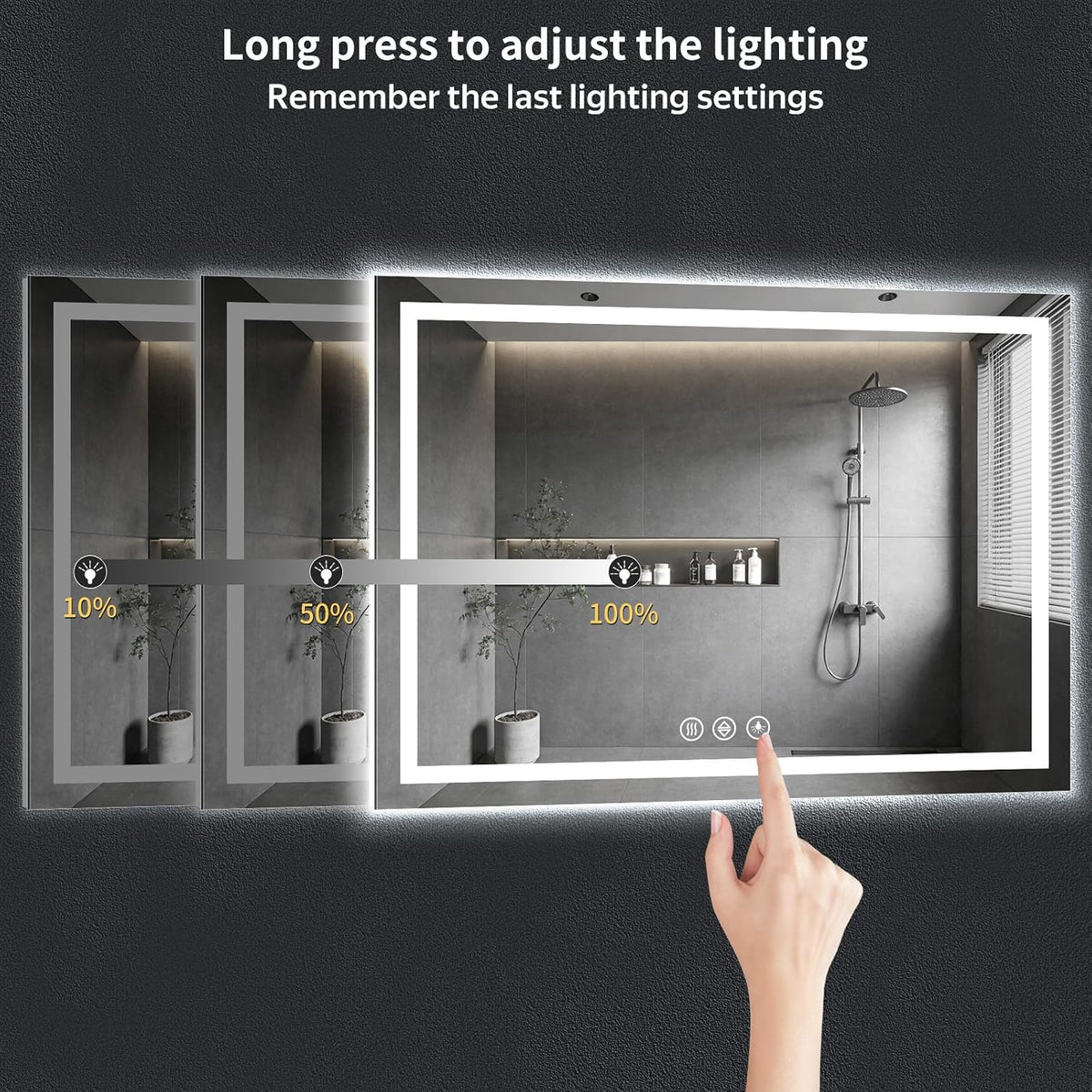 40"x30" LED Bathroom Mirror with Lights, Backlit+Frontlit, Anti-Fog - Colors B