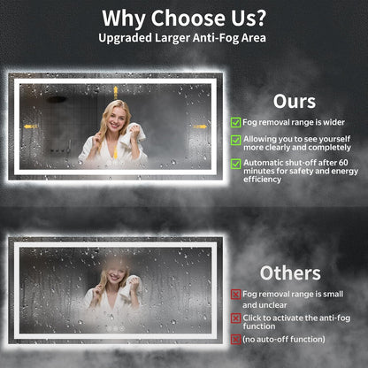40"x30" LED Bathroom Mirror with Lights, Backlit+Frontlit, Anti-Fog - Colors B