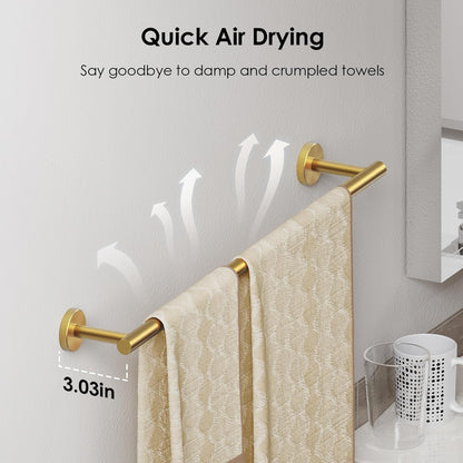 Bathroom Accessories, Bathroom Hardware Set - 24" Towel Bar | Brushed Nickel | Towel Hooks, Towel Racks for Bathroom, Toilet Paper Holder Wall Mounted, Towel Ring | SUS304 Stainless Steel