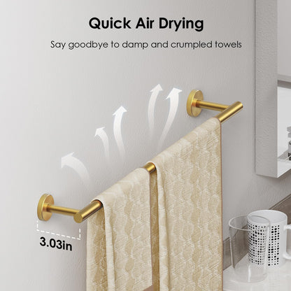 Bathroom Accessories, Bathroom Hardware Set - 24" Towel Bar | Brushed Nickel | Towel Hooks, Towel Racks for Bathroom, Toilet Paper Holder Wall Mounted, Towel Ring | SUS304 Stainless Steel