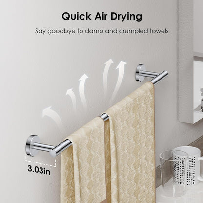 Bathroom Accessories, Bathroom Hardware Set - 24" Towel Bar | Brushed Nickel | Towel Hooks, Towel Racks for Bathroom, Toilet Paper Holder Wall Mounted, Towel Ring | SUS304 Stainless Steel
