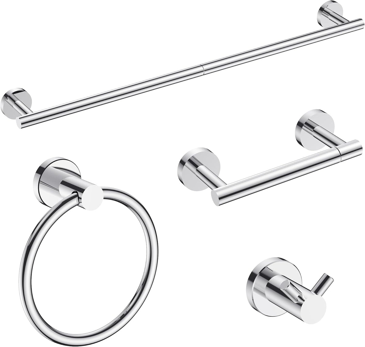 Bathroom Accessories, Bathroom Hardware Set - 24" Towel Bar | Brushed Nickel | Towel Hooks, Towel Racks for Bathroom, Toilet Paper Holder Wall Mounted, Towel Ring | SUS304 Stainless Steel
