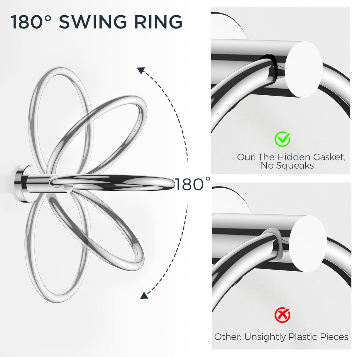 Bathroom Accessories, Bathroom Hardware Set - 24" Towel Bar | Brushed Nickel | Towel Hooks, Towel Racks for Bathroom, Toilet Paper Holder Wall Mounted, Towel Ring | SUS304 Stainless Steel