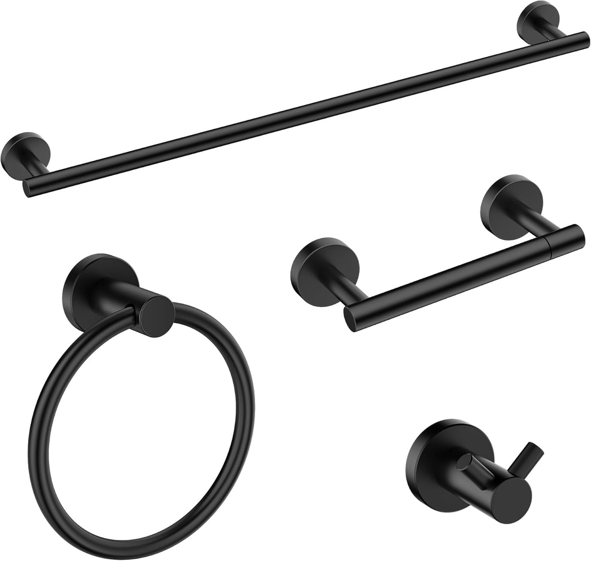 Bathroom Accessories, Bathroom Hardware Set - 24" Towel Bar | Brushed Nickel | Towel Hooks, Towel Racks for Bathroom, Toilet Paper Holder Wall Mounted, Towel Ring | SUS304 Stainless Steel