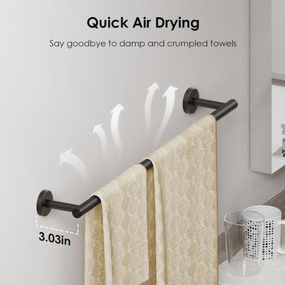 Bathroom Accessories, Bathroom Hardware Set - 24" Towel Bar | Brushed Nickel | Towel Hooks, Towel Racks for Bathroom, Toilet Paper Holder Wall Mounted, Towel Ring | SUS304 Stainless Steel
