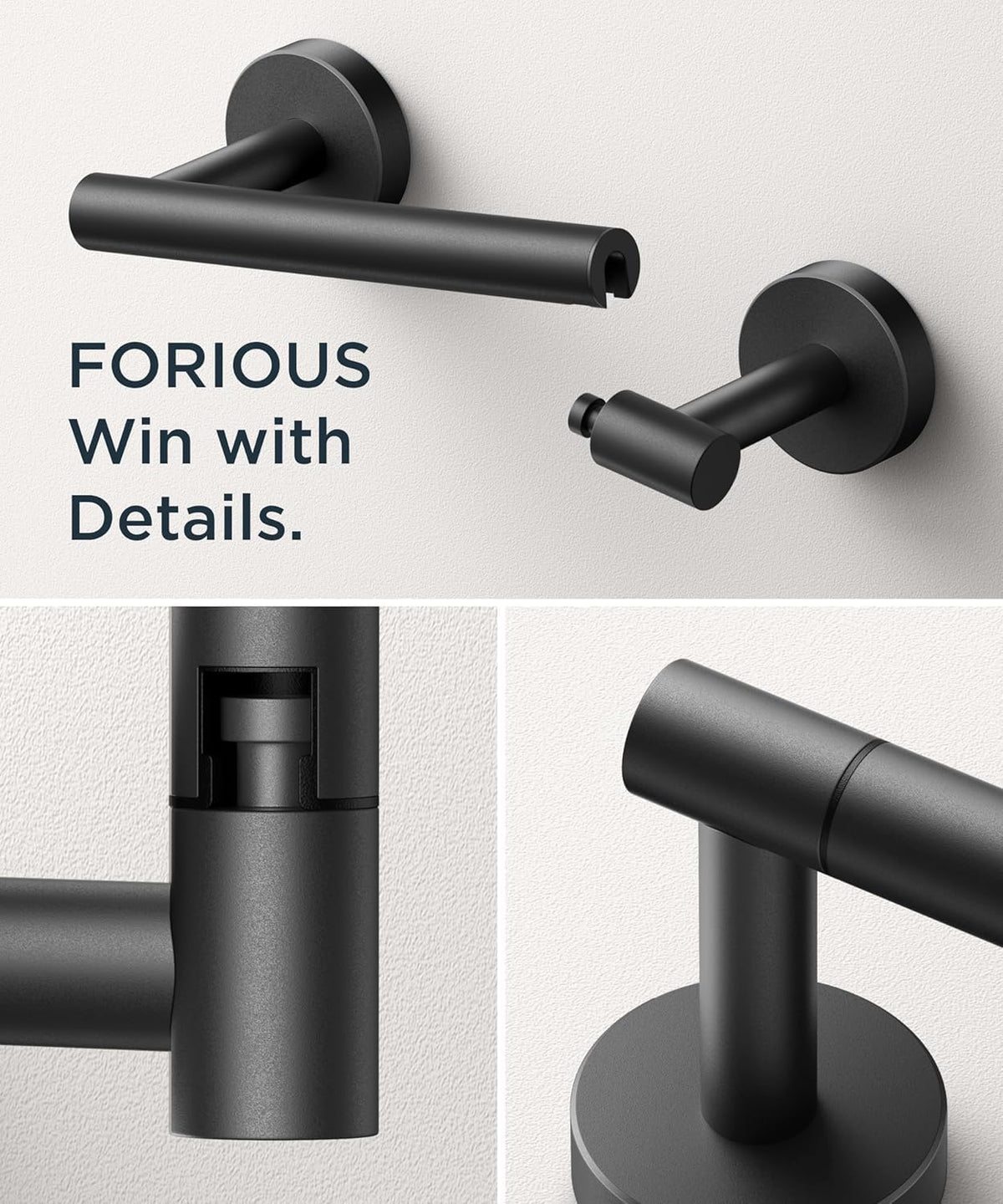 Bathroom Accessories, Bathroom Hardware Set - 24" Towel Bar | Brushed Nickel | Towel Hooks, Towel Racks for Bathroom, Toilet Paper Holder Wall Mounted, Towel Ring | SUS304 Stainless Steel