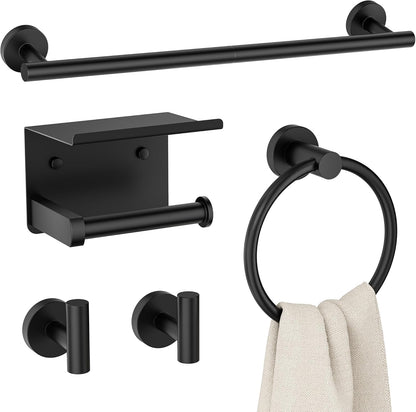 Bathroom Accessories, Bathroom Hardware Set - 24" Towel Bar | Brushed Nickel | Towel Hooks, Towel Racks for Bathroom, Toilet Paper Holder Wall Mounted, Towel Ring | SUS304 Stainless Steel