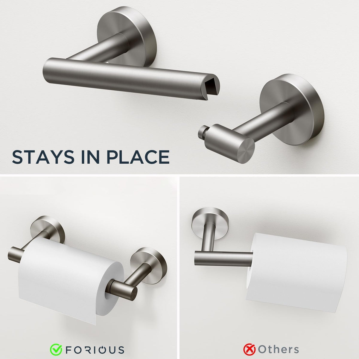 Bathroom Accessories, Bathroom Hardware Set - 24" Towel Bar | Brushed Nickel | Towel Hooks, Towel Racks for Bathroom, Toilet Paper Holder Wall Mounted, Towel Ring | SUS304 Stainless Steel