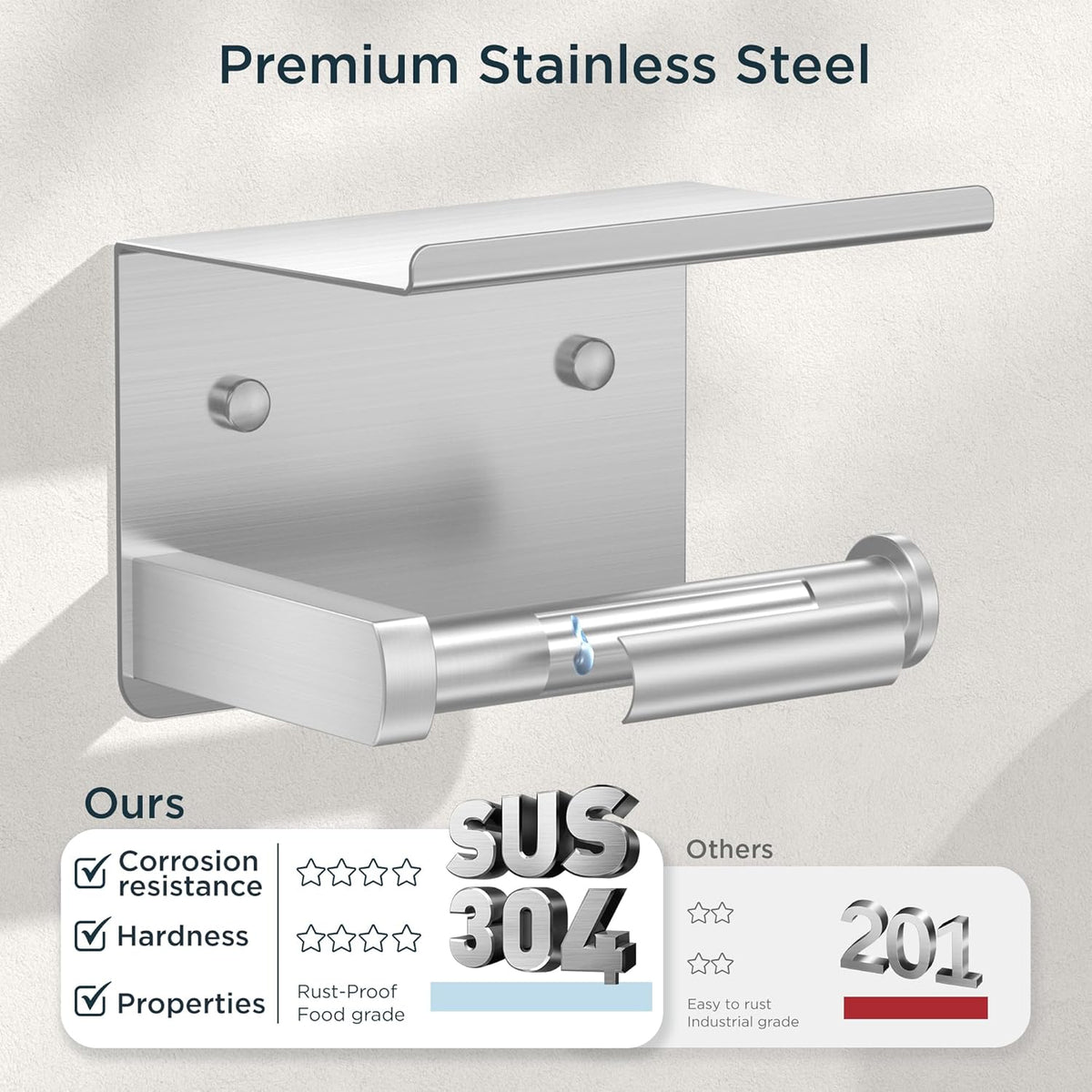 Bathroom Accessories, Bathroom Hardware Set - 24" Towel Bar | Brushed Nickel | Towel Hooks, Towel Racks for Bathroom, Toilet Paper Holder Wall Mounted, Towel Ring | SUS304 Stainless Steel