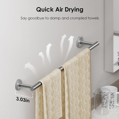 Bathroom Accessories, Bathroom Hardware Set - 24" Towel Bar | Brushed Nickel | Towel Hooks, Towel Racks for Bathroom, Toilet Paper Holder Wall Mounted, Towel Ring | SUS304 Stainless Steel
