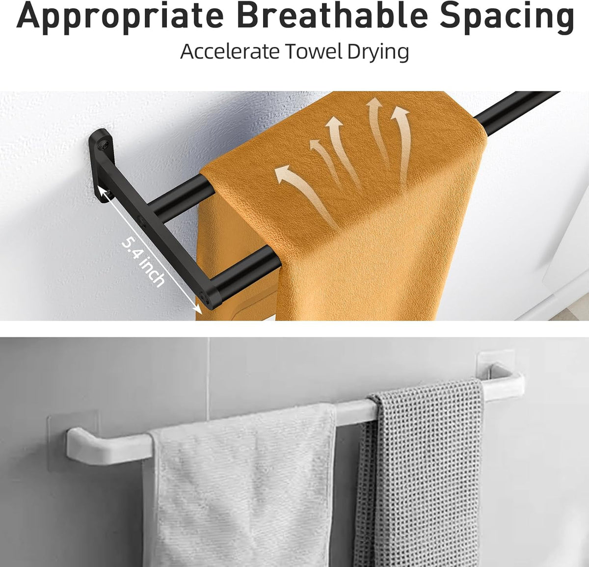 Towel Bar for Bathroom, 24 Inch Wall Towel Rack, Brushed Nickel | Heavy Duty Single Towel Rod, Space-Saving Hand Towel Holder, Toilet Kitchen Towel Storage, Rustproof, Stainless Steel