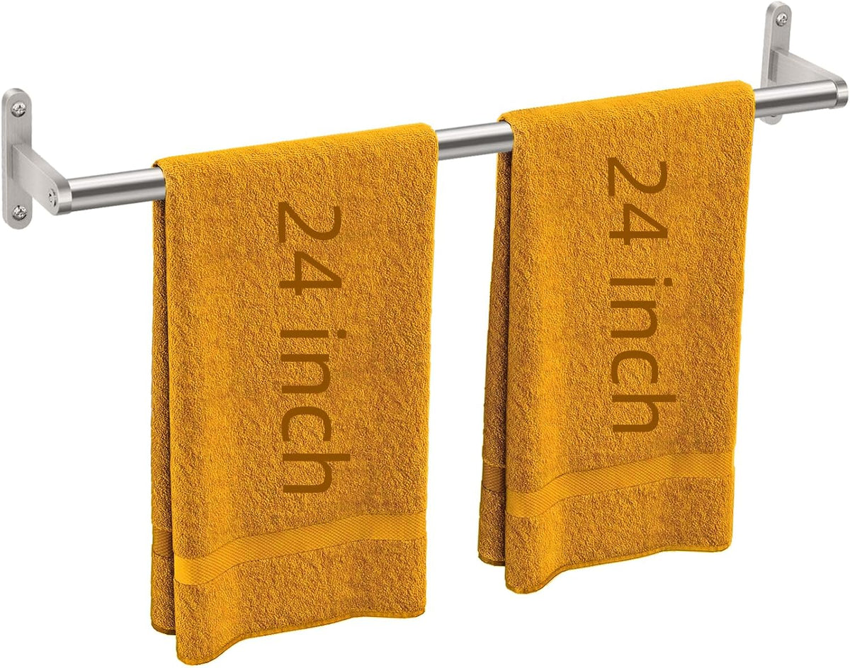 Towel Bar for Bathroom, 24 Inch Wall Towel Rack, Brushed Nickel | Heavy Duty Single Towel Rod, Space-Saving Hand Towel Holder, Toilet Kitchen Towel Storage, Rustproof, Stainless Steel