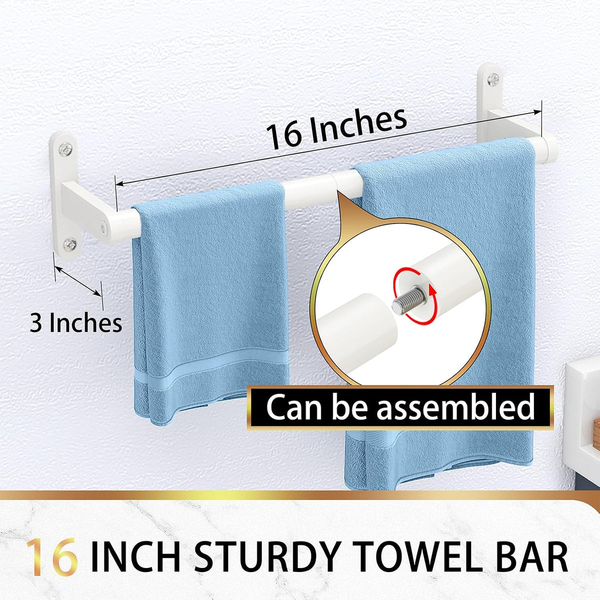 Towel Bar for Bathroom, 24 Inch Wall Towel Rack, Brushed Nickel | Heavy Duty Single Towel Rod, Space-Saving Hand Towel Holder, Toilet Kitchen Towel Storage, Rustproof, Stainless Steel