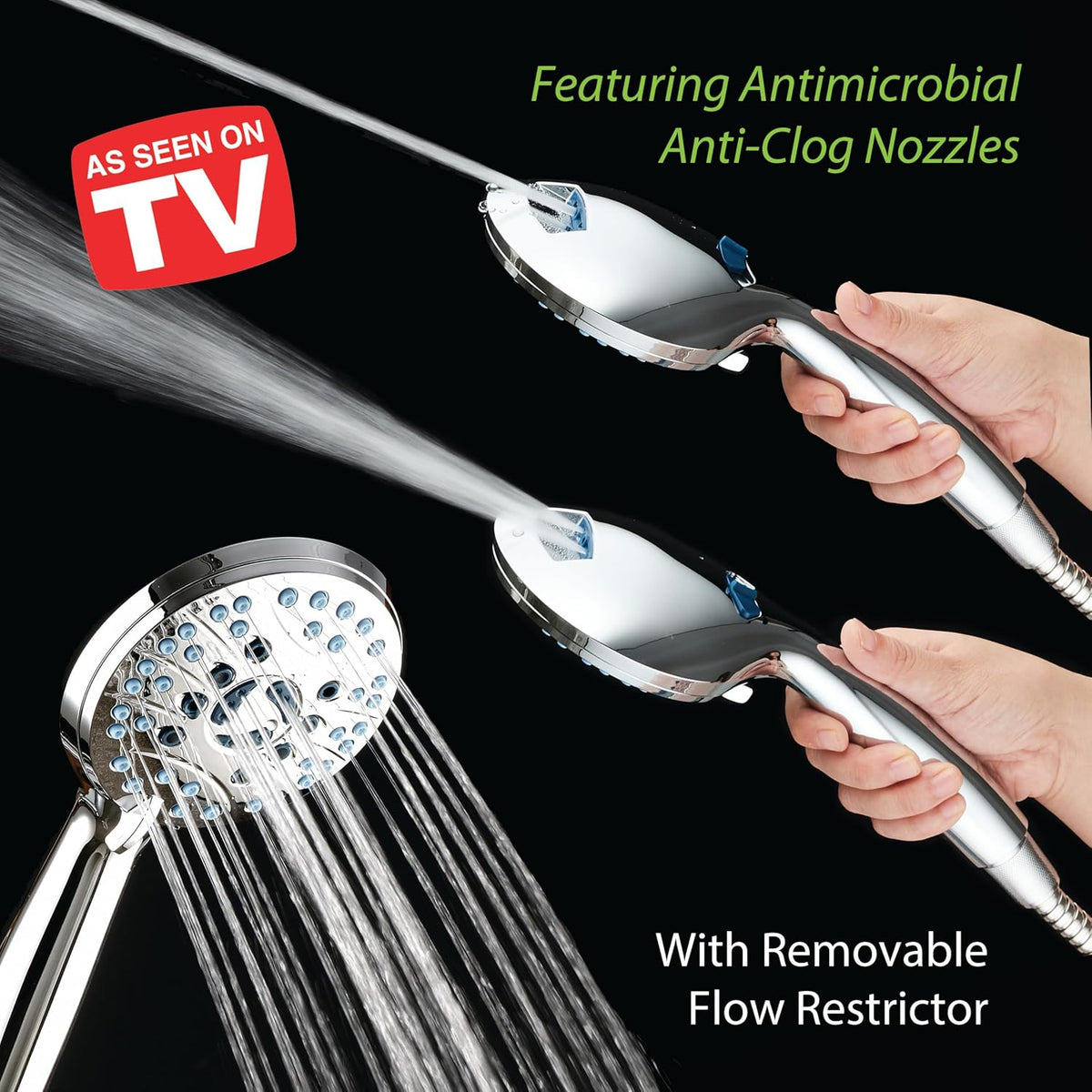 AquaCare 8-mode High Pressure Handheld Shower Head with 2-mode Power Wash