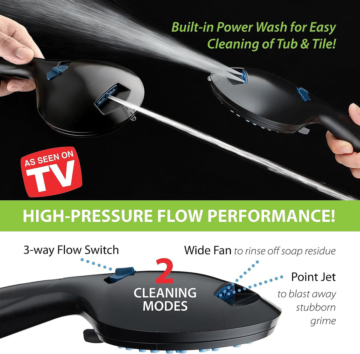 AquaCare 8-mode High Pressure Handheld Shower Head with 2-mode Power Wash