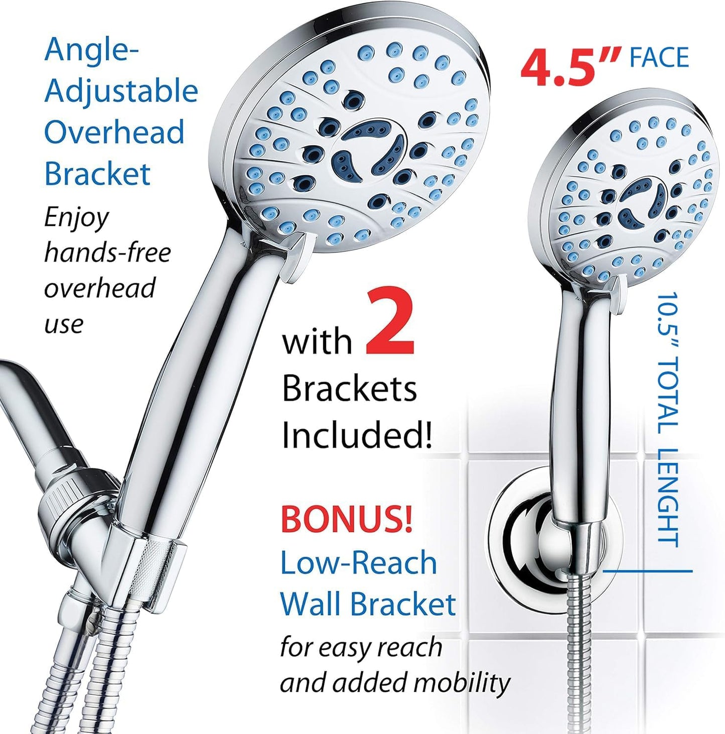 AquaCare 8-mode High Pressure Handheld Shower Head with 2-mode Power Wash