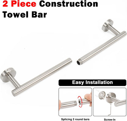 Bath Towel Bar, Thicken Stainless Steel Shower Towel Rack Holder Wall Mounted for Bathroom, 20-lnch Overall Length-17-lnch Usable Hanging Space (Brushed Nickel)