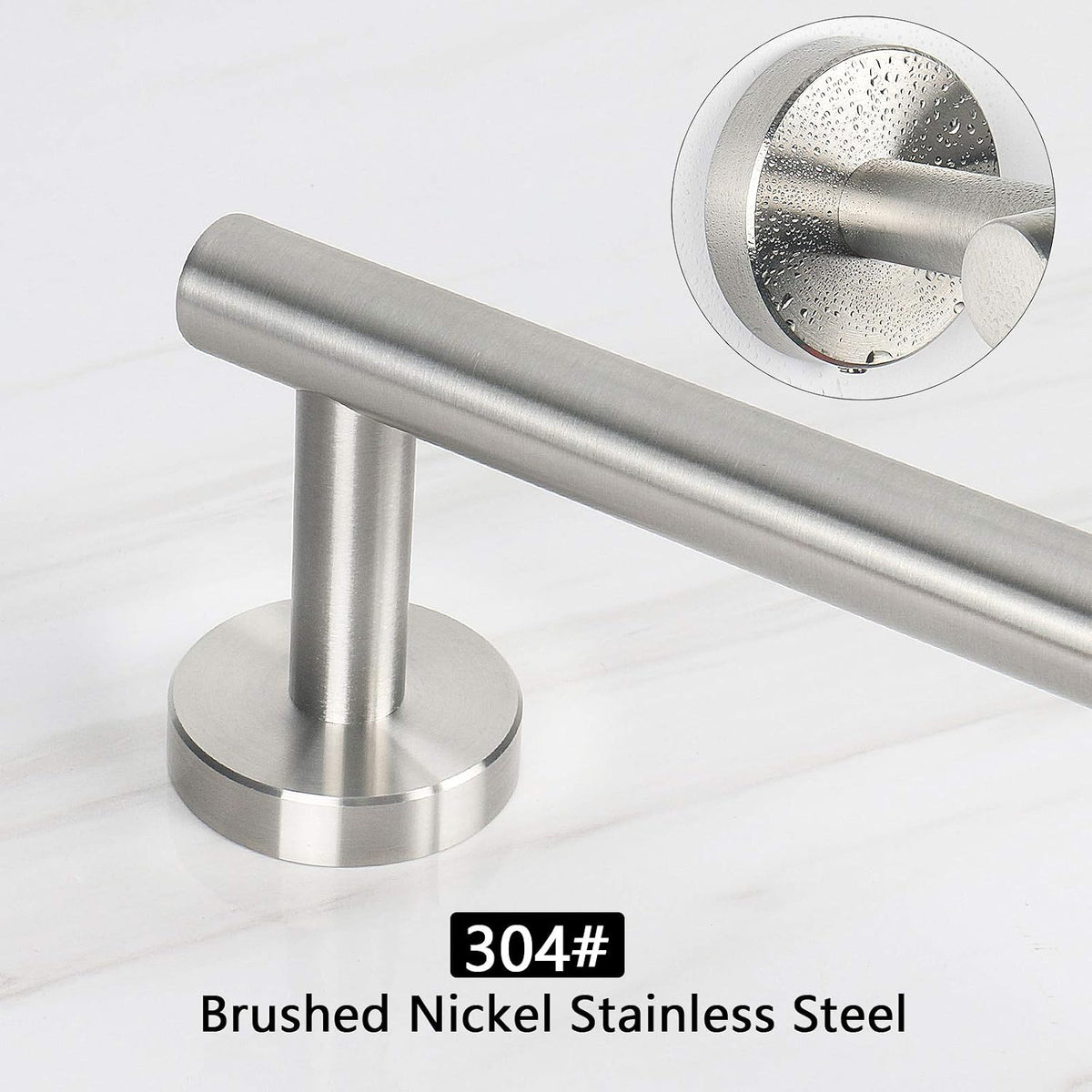 Bath Towel Bar, Thicken Stainless Steel Shower Towel Rack Holder Wall Mounted for Bathroom, 20-lnch Overall Length-17-lnch Usable Hanging Space (Brushed Nickel)