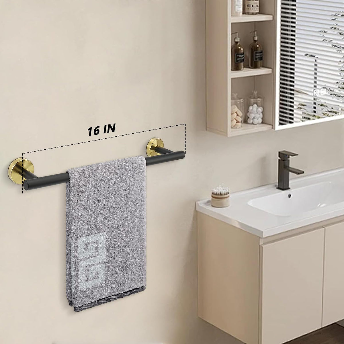 Bath Towel Bar, Thicken Stainless Steel Shower Towel Rack Holder Wall Mounted for Bathroom, 20-lnch Overall Length-17-lnch Usable Hanging Space (Brushed Nickel)