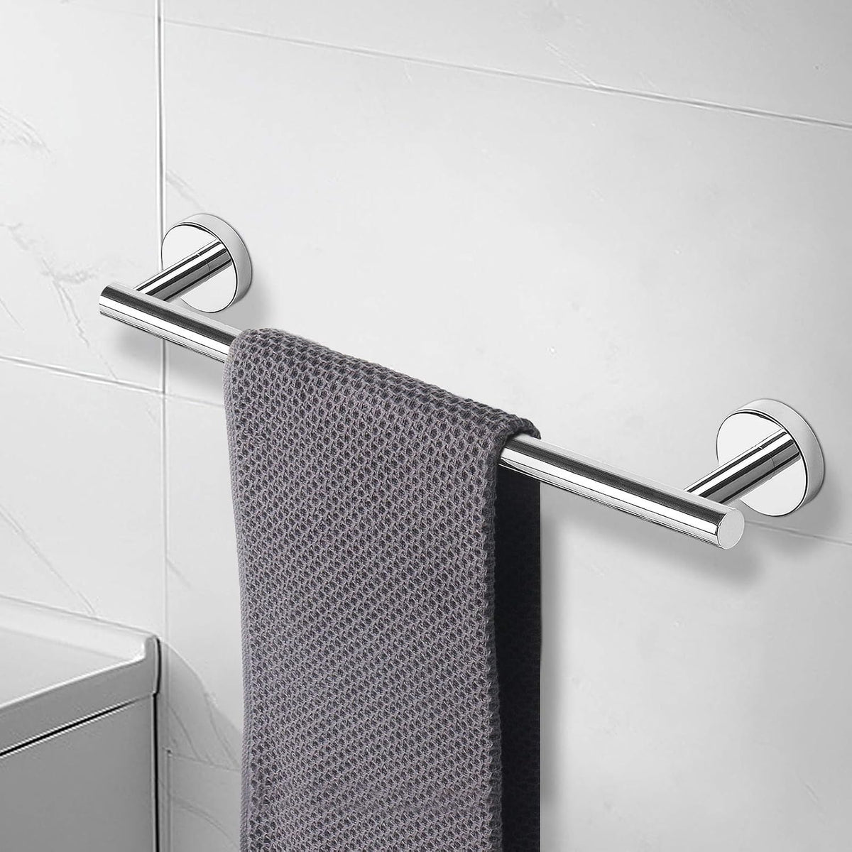 Bath Towel Bar, Thicken Stainless Steel Shower Towel Rack Holder Wall Mounted for Bathroom, 20-lnch Overall Length-17-lnch Usable Hanging Space (Brushed Nickel)