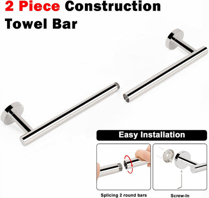 Bath Towel Bar, Thicken Stainless Steel Shower Towel Rack Holder Wall Mounted for Bathroom, 20-lnch Overall Length-17-lnch Usable Hanging Space (Brushed Nickel)