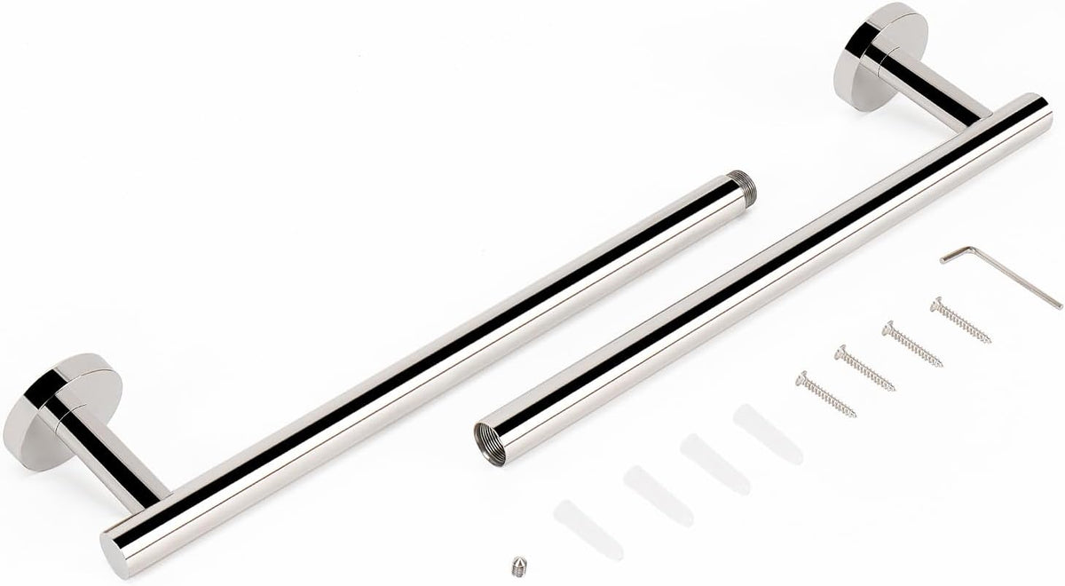 Bath Towel Bar, Thicken Stainless Steel Shower Towel Rack Holder Wall Mounted for Bathroom, 20-lnch Overall Length-17-lnch Usable Hanging Space (Brushed Nickel)
