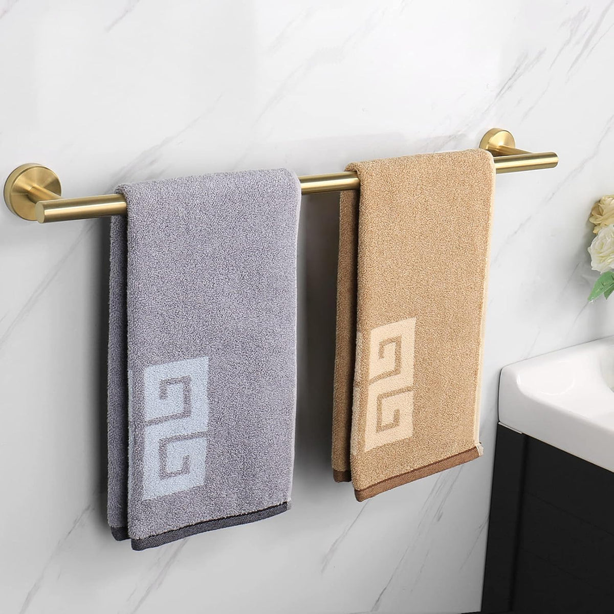 Bath Towel Bar, Thicken Stainless Steel Shower Towel Rack Holder Wall Mounted for Bathroom, 20-lnch Overall Length-17-lnch Usable Hanging Space (Brushed Nickel)