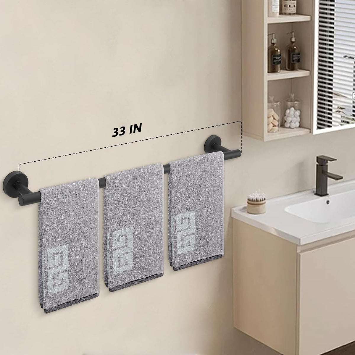 Bath Towel Bar, Thicken Stainless Steel Shower Towel Rack Holder Wall Mounted for Bathroom, 20-lnch Overall Length-17-lnch Usable Hanging Space (Brushed Nickel)