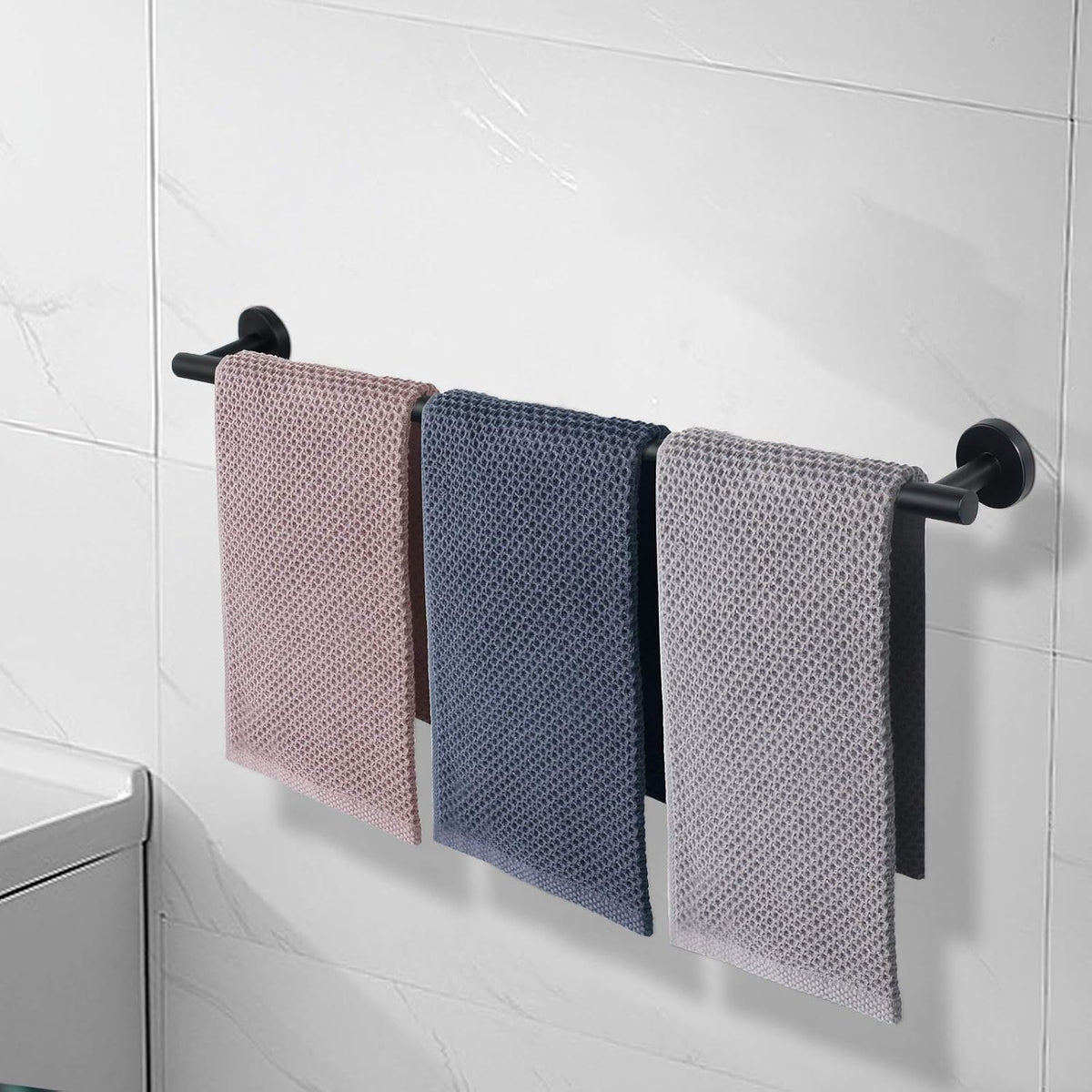 Bath Towel Bar, Thicken Stainless Steel Shower Towel Rack Holder Wall Mounted for Bathroom, 20-lnch Overall Length-17-lnch Usable Hanging Space (Brushed Nickel)