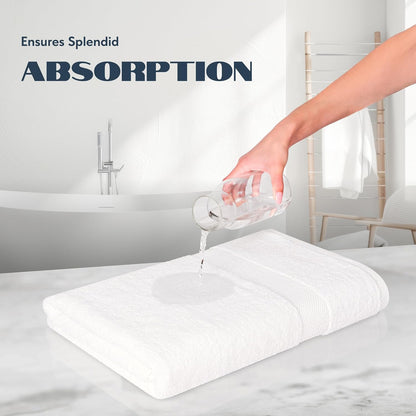 Luxury Bath Towels Set of 4 Large - 700 GSM Turkish Cotton Ultra Soft Bath Towels 27x54 | Highly Absorbent and Quick Dry | Hotel Towels for Bathroom Luxury, Plush Shower Towels, White