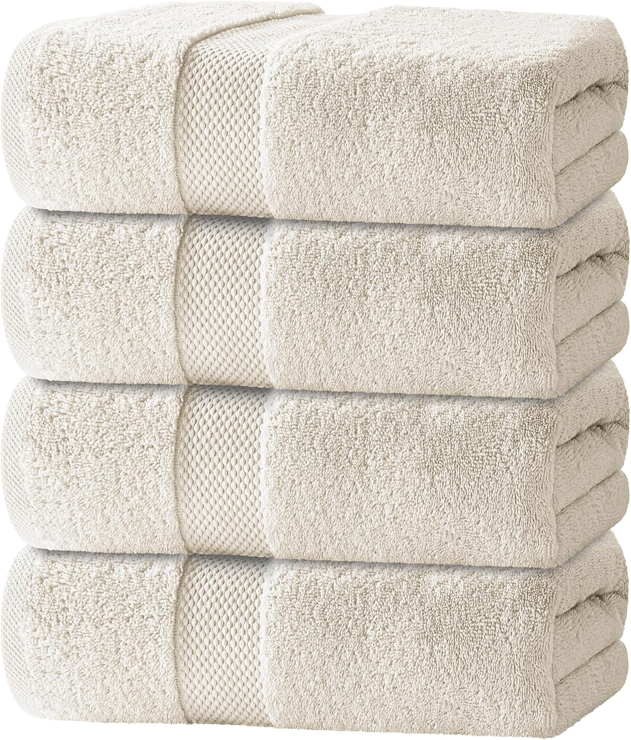 Luxury Bath Towels Set of 4 Large - 700 GSM Turkish Cotton Ultra Soft Bath Towels 27x54 | Highly Absorbent and Quick Dry | Hotel Towels for Bathroom Luxury, Plush Shower Towels, White