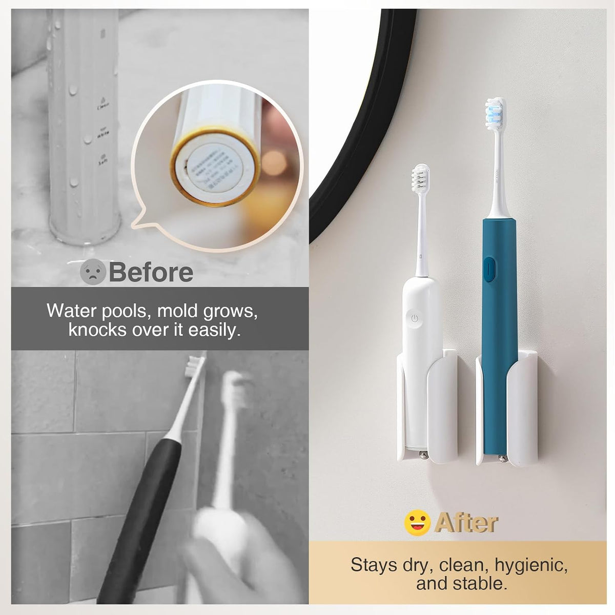Electric Toothbrush Holder for Bathroom, Adhesive Toothbrush Stand