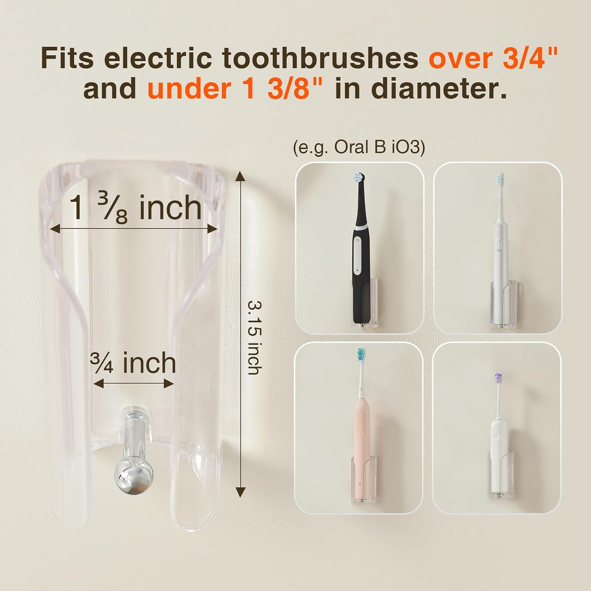 Electric Toothbrush Holder for Bathroom, Adhesive Toothbrush Stand